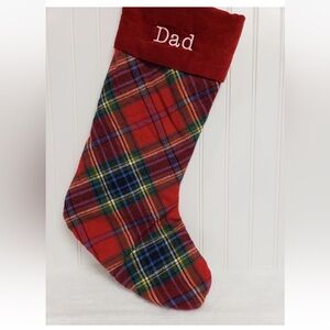 Pottery Barn Dad Anthony Red Plaid Christmas Stocking